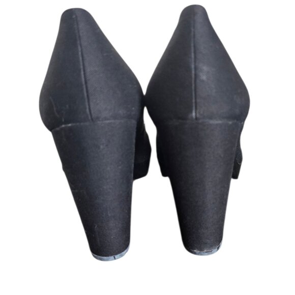 Coach Corey Black Peep Toe Bow 4" Block Heels Pumps Size 8.5B - Picture 12 of 12